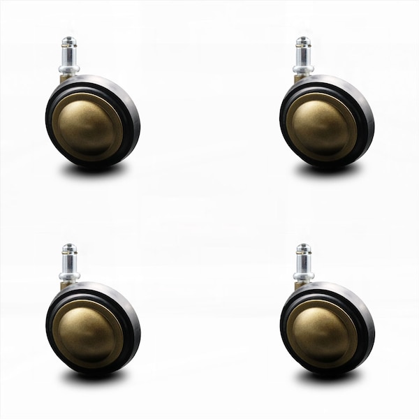 3 Inch Antique Soft Tread Ball Caster - 7/16 Inch Grip Ring Stem, 4PK